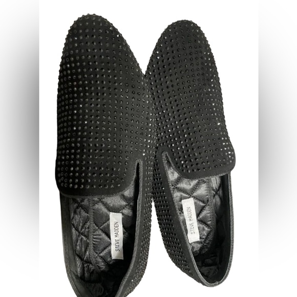 STEVE MADDEN Caviar Black Rhinestone Loafers Slip-On Men’s Size 11.5 - Picture 2 of 13